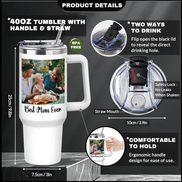 40 oz Stainless Steel Tumbler with Handle - Image 3